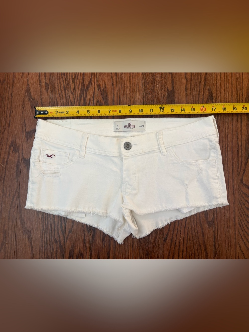 Holster Y2K Style Shorts Size 9 Low Rise Cut Off White Denim Preowned - Picture 2 of 12